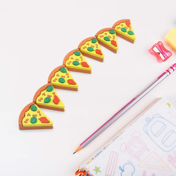 3D Pizza Slices Eraser Set – Fancy & Colorful Stationery for Kids & Gifts (7 slice)
