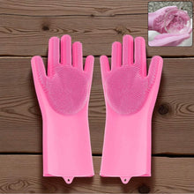 Reusable Silicone Cleaning Brush Scrubber Gloves (Multicolor)