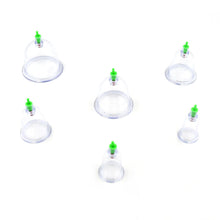 Vacuum cupping set for massage therapy with multiple suction cups.