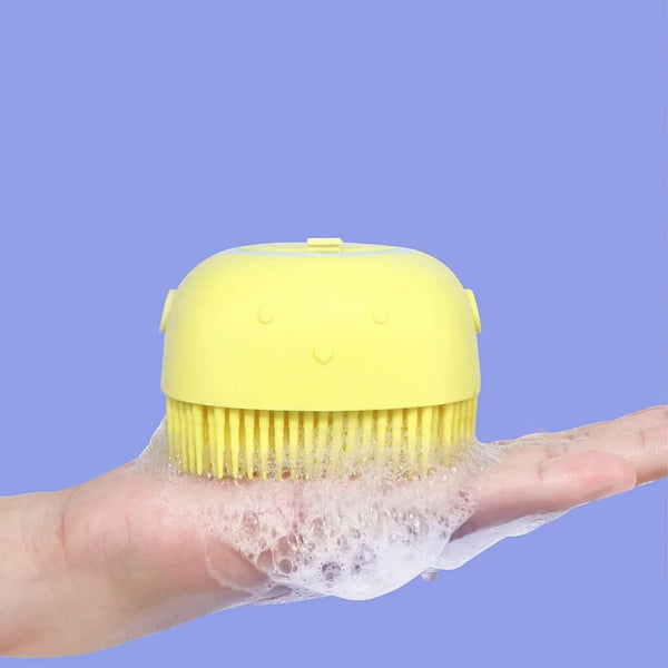 Silicone Massage Bath Body Brush Soft Bristle With Shampoo Dispenser