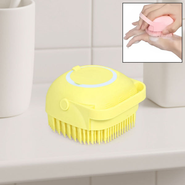 SILICONE MASSAGE BATH BODY BRUSH WITH SHAMPOO DISPENSER, SCRUBBER