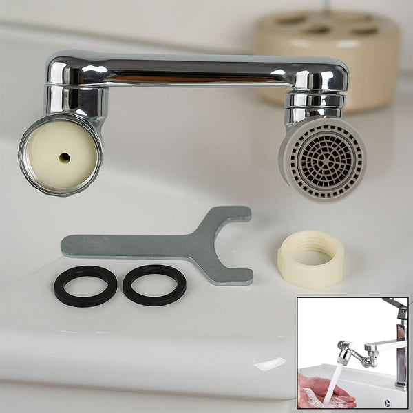 Splash Faucet Filter – 180° Rotating Sprayer, Double O-Ring, Movable Water-Saving Sink Aerator Extender (Loose)