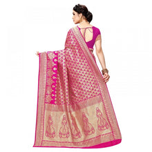 Generic Women's Jacquard Silk Kanjivaram Jacquard Silk Saree With Blouse (Pink, 5-6 Mtrs)