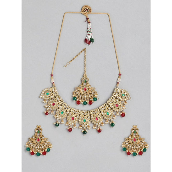 Generic Women's Rose Gold Plated Alloy Necklace &amp; Earings Set (Light Green)