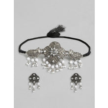 Generic Women's Rose Gold Plated Alloy Necklace & Earings Set (Silver & White)