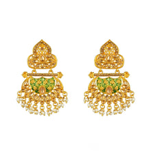 Generic Women's Rose Gold Plated Alloy Kundan Earrings & Mangtikka (Green)