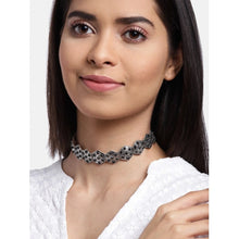 Generic Women's Rose Gold Plated Alloy Choker (Silver & Black)