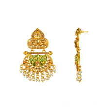 Generic Women's Rose Gold Plated Alloy Kundan Earrings & Mangtikka (Green)