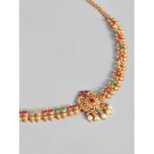 Generic Women's Rose Gold Plated Alloy Hip Belt Kamarband (Red & Green)