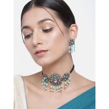 Generic Women's Rose Gold Plated Alloy Necklace & Earings Set (Light Green)