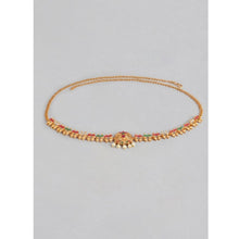 Generic Women's Rose Gold Plated Alloy Hip Belt Kamarband (Red & Green)