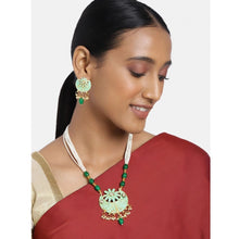 Generic Women's Rose Gold Plated Alloy Necklace & Earings Set (Green)