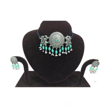 Generic Women's Rose Gold Plated Alloy Necklace & Earings Set (Light Green)