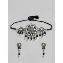 Generic Women's Rose Gold Plated Alloy Necklace & Earings Set (Black)