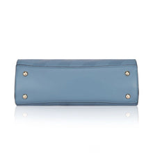 Generic Women's Faux Leather Textured Adjustable Long Belt Handbag (Blue)