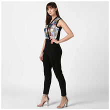 Generic Women's Polyester Embellished Sleeveless Jumpsuit (Black)