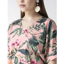 Generic Women's Polyester Floral Half Sleeve Jumpsuit (Pink)