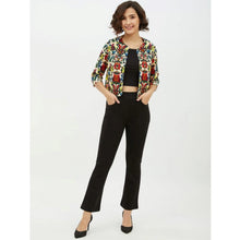 Generic Women's Polyester Floral 3-4th Sleeves Shrug (Multicolor)