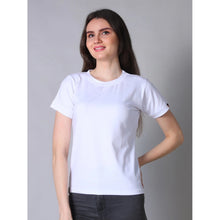 Generic Women's Cotton Blended Solid Round Neck Half Sleeve T-Shirt (White)