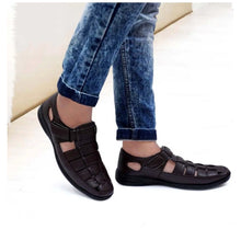 Generic Men's Casual Faux Leather Solid Velcro Sandal (Brown)