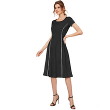 Generic Women's Knitting stretchable Solid Round Neck Cap Sleeve Dress (Black)