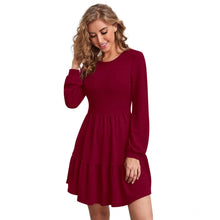 Generic Women's Knitting stretchable Solid Round Neck Full Sleeve Dress (Maroon)
