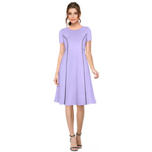 Generic Women's Knitting stretchable Solid Round Neck Cap Sleeve Dress (Purple)