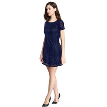Generic Women's Rasal Solid Round Neck Cap Sleeve Dress (Blue)