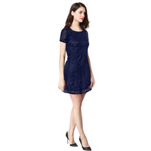 Generic Women's Rasal Solid Round Neck Cap Sleeve Dress (Blue)