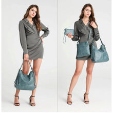 Generic Women's PU Leather Medium Shoulder Zipper Handbag (Blue)