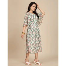 Generic Women's Georgette Printed Round Neck Short Sleeve Dress (Pink)