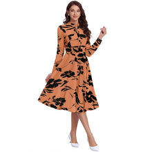 Generic Women's Knitting Printed V-Neck Full Sleeve Dress (Orange)