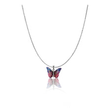 Generic Women's Stainless Steel Colorful Butterfly Pendent Dailywear chain (Silver Plated)