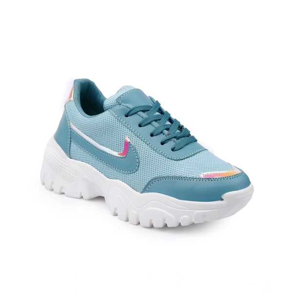 Duvera Retails Women's Casual Mesh Printed Lace-Ups Shoes (Blue)