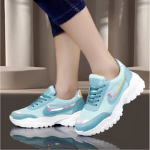 Duvera Retails Women's Casual Mesh Printed Lace-Ups Shoes (Blue)