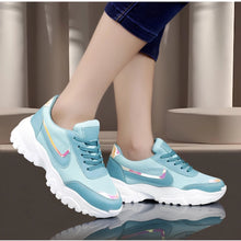 Duvera Retails Women's Casual Mesh Printed Lace-Ups Shoes (Blue)