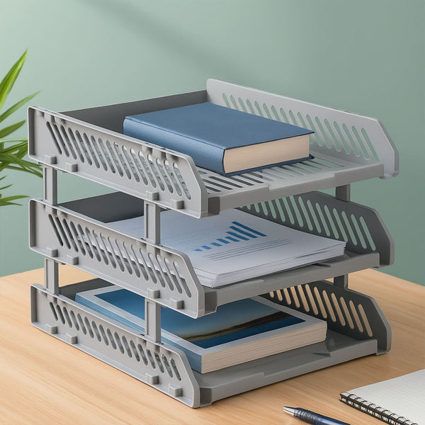 Multifunctional File Rack with Drawers: Desktop Storage for Office Supplies (4/3 Layers)