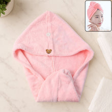 Cute Teddy Bear Button Microfiber Hair Wrap Towel